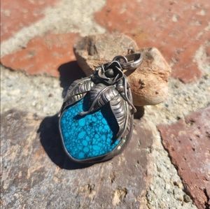 Spider web turquoise pendant